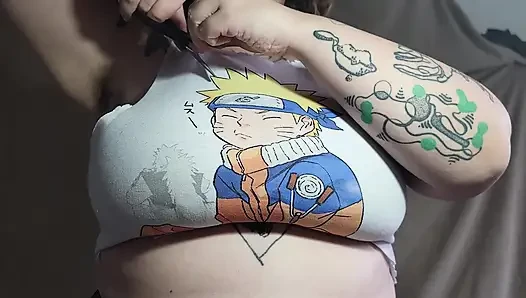 Cutting My Shirt so It Can Fit Them Better (sfw)