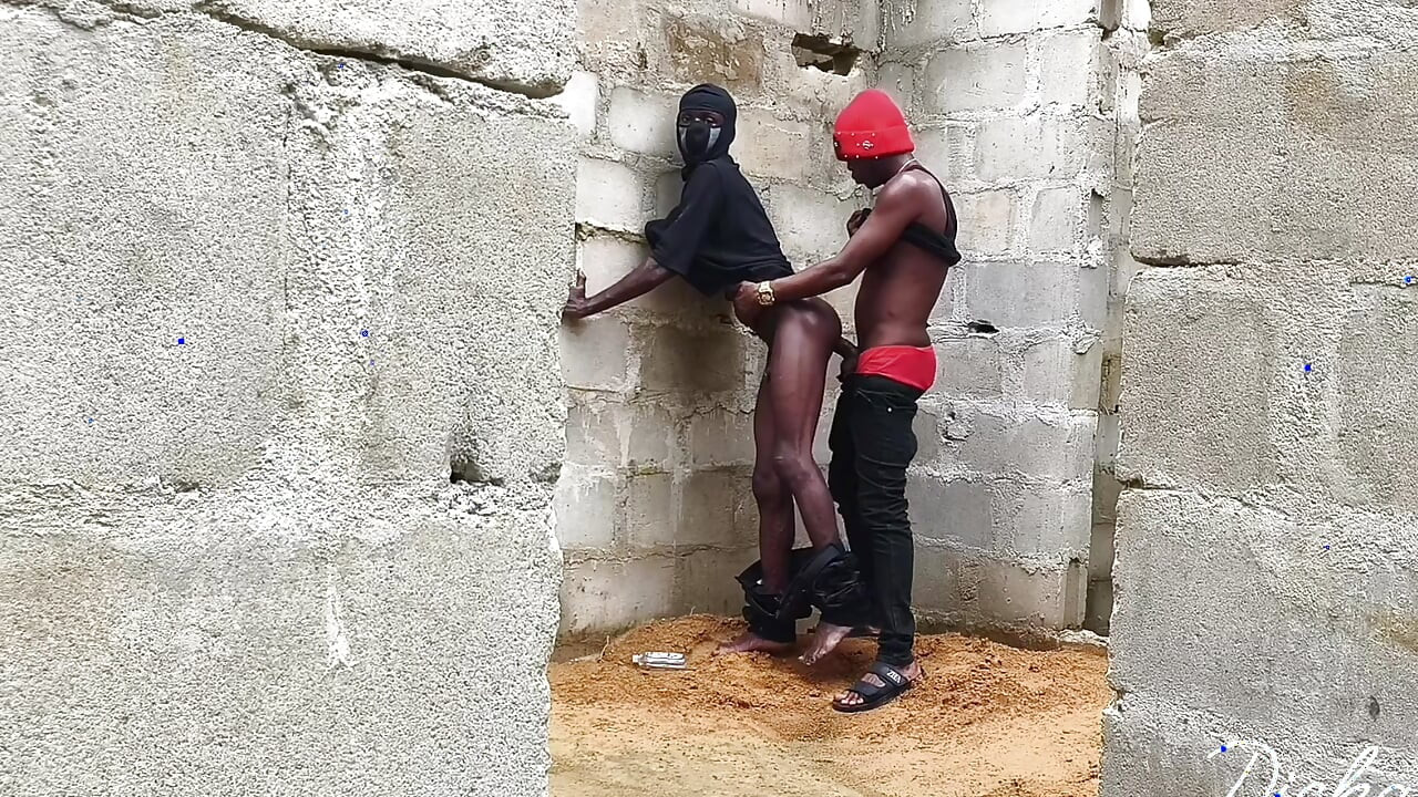 Ebony Slime Waist Got Smashed on the Wall of an Uncompleted Building Doggy