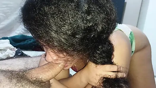 DEEP THROAT, PUNCHING THE STALK OF THE CUCKOLD'S COCK, SHAKING HIS ASS