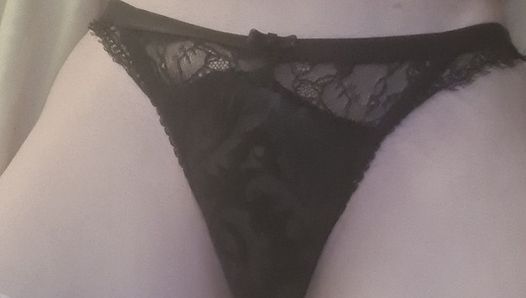 toying my hole in my black lingerie and dress