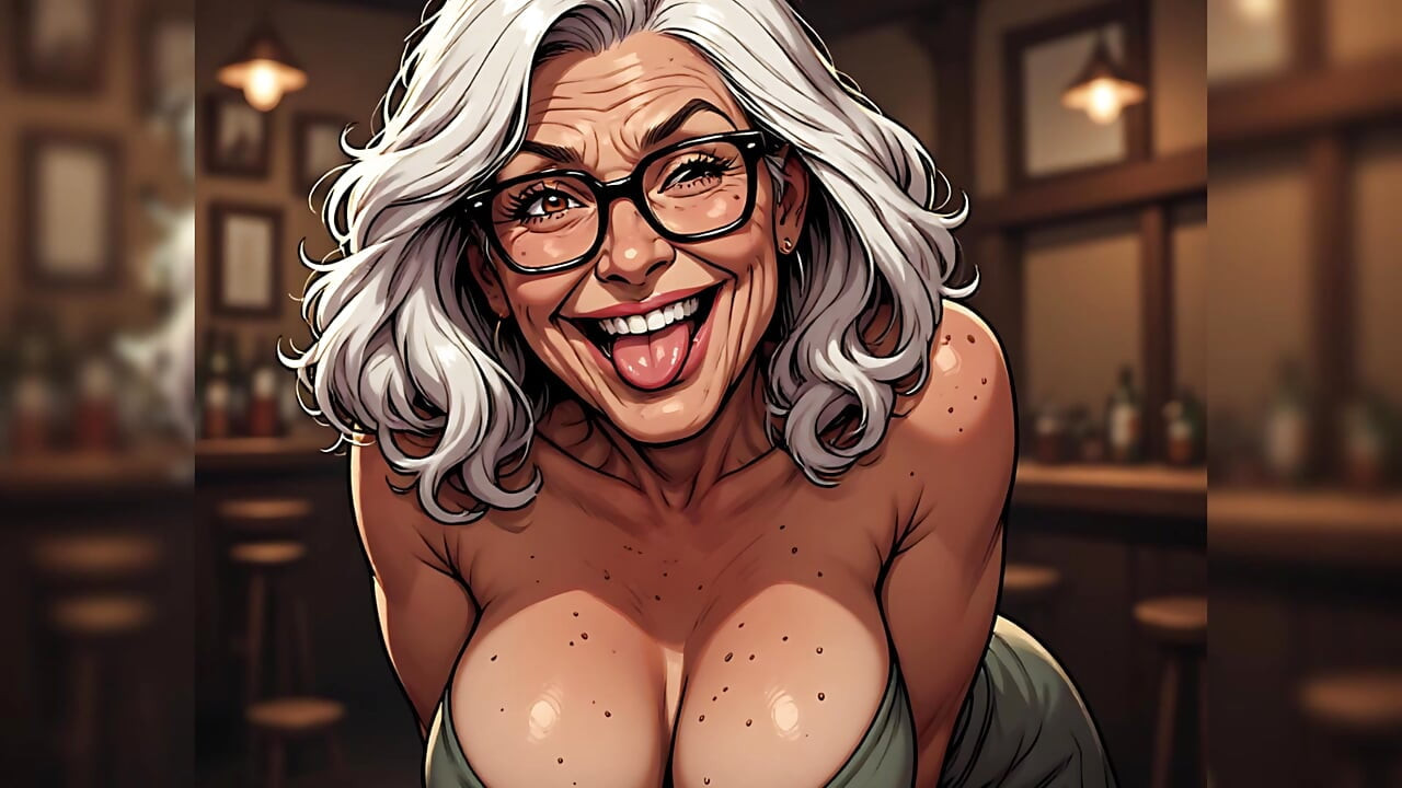 Mature Women in Bar (tits Out Comic Style Art)