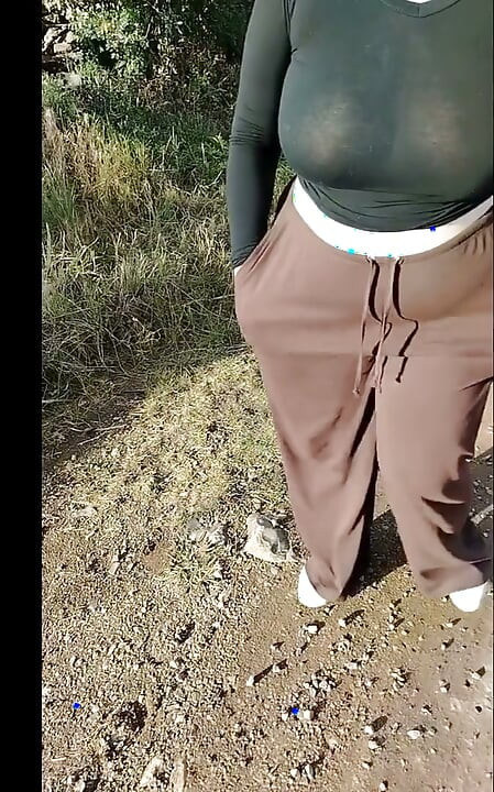 Stepmom in transparent t-shirt showing off in public.