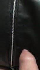 Cumming on Nieces leather jacket