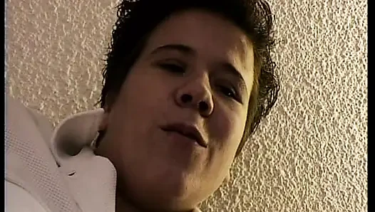 Ugly German whore shows her cunt to the cam