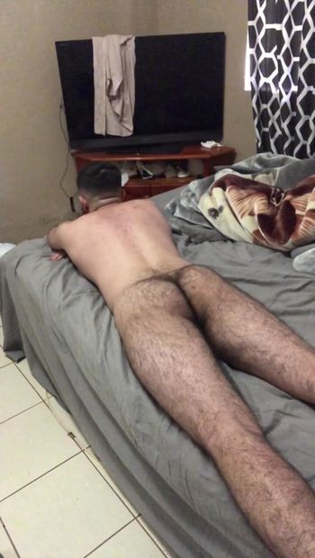Naked 19 male sexy big ass farting in bed like a pig