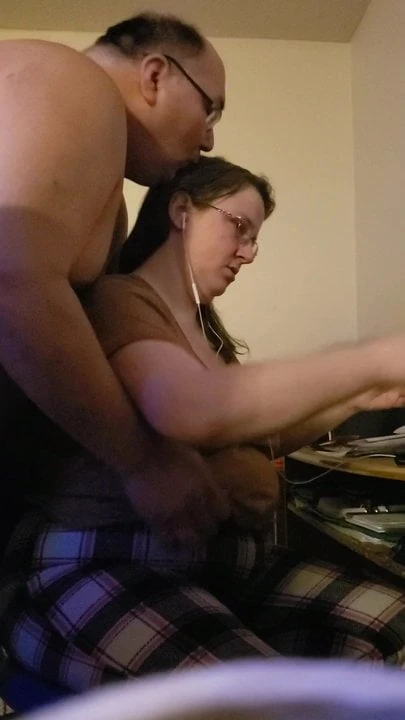 Playing with wife's tits