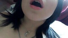 Daytime cute home striptease, and gentle masturbation with orgasm. Close-up. Part 2