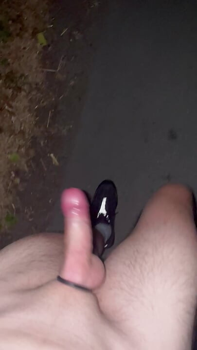 Big cumshot on the forest path