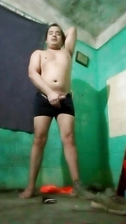 Jesus in boxer without shirt Pulling his penis