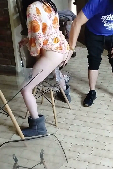Caught My Friends Wife Fucking Her Dildo on the Chair