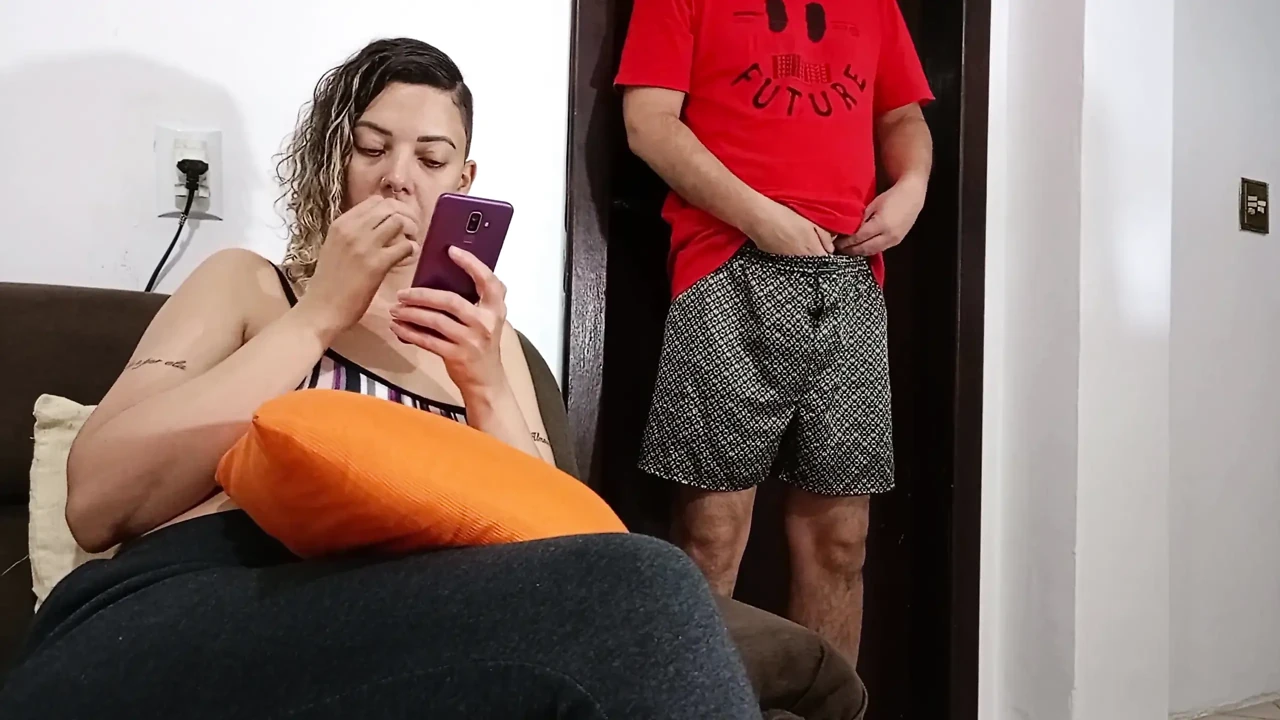 Step-mom suddenly gets a cock in her face and sucks until cumshot.