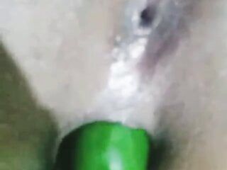 Dirty Muslim hijab girl – anal and pussy fucking with cucumber