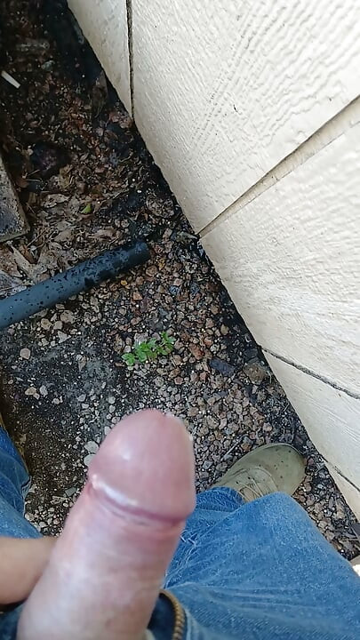 Pissing and jerk off outside