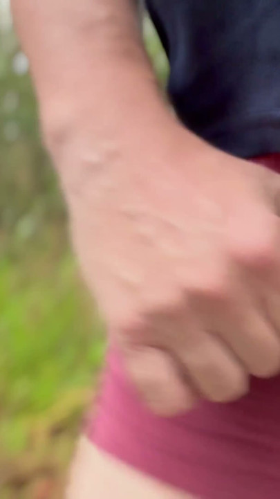 Straight guy goes for a walk in his tight purple dick flash | Clip 1