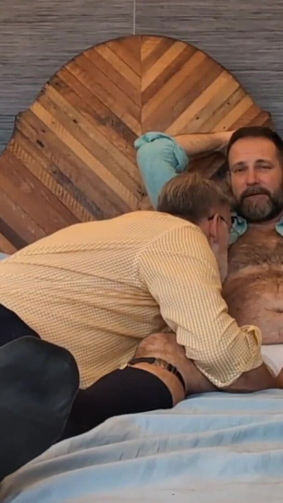 Iconic moment from "Two Hairy Daddys in bed afterwork - Seattle gets bred"