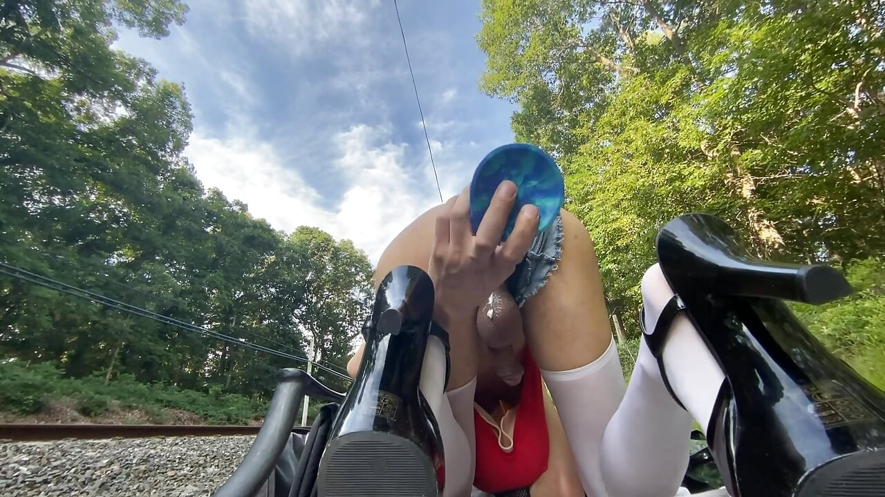 Outdoor sissy bimbo slut rough buttfuck