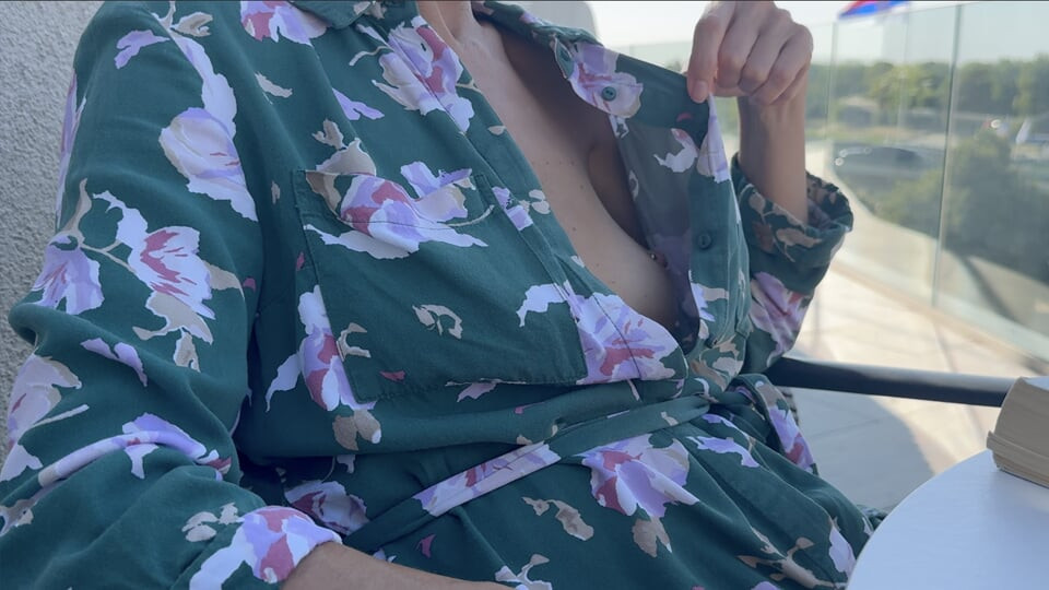 Descretely unbuttoning my shirt and exposing my pierced nipples in a public coffee shop