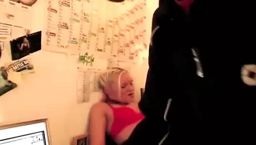 Ahegao Blonde Licking Throbbing Cock Dripping Spit