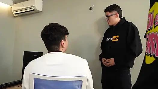 Nerd Guys Fuck Their Latina Boss with a Giant Ass and Fill Her Pussy and Face with Cum