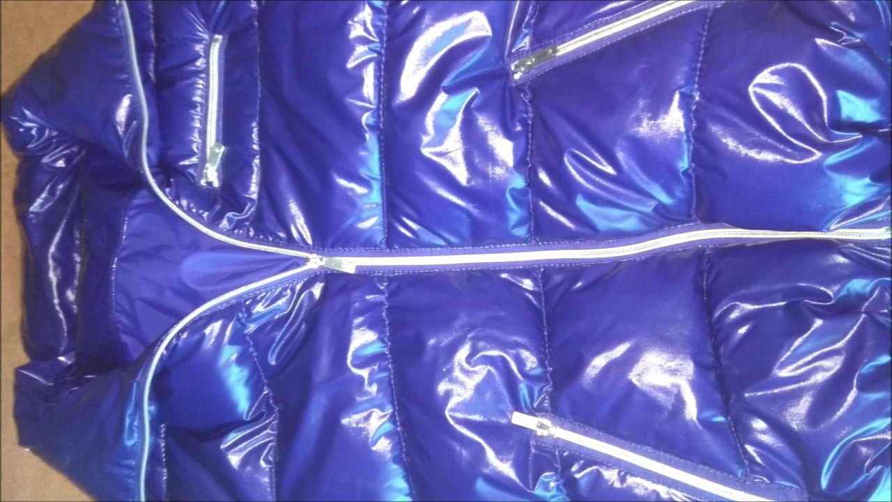 New jacket! Beautiful navy blue shiny puffy jacket.