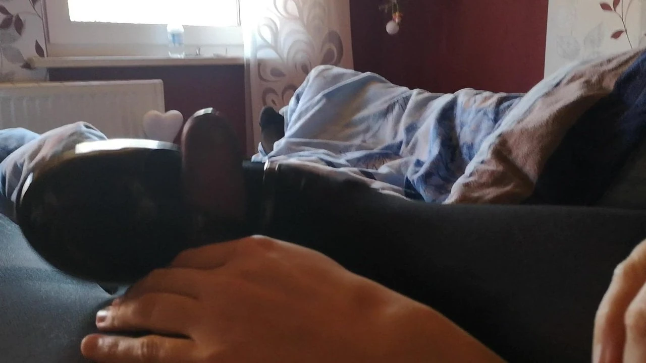 Nylon Couple cock tease