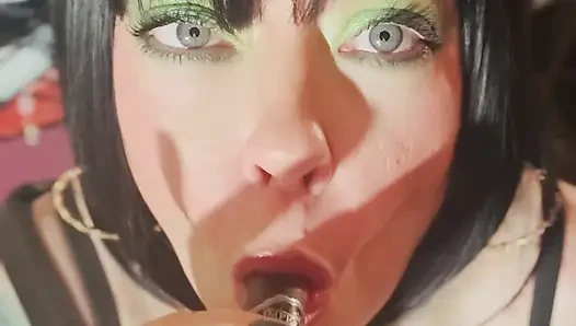 Leather & A Thick Cigar! Tina Snua Smokes A Cigar - Drifting Smoke Pantyhose