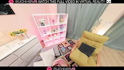 Horny brunette Emma Pikiner pleases herself with a big cock in VR.