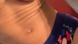 Shredded TS playing with her flaccid cock