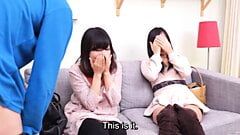 Subtitled cfnm japanese người bạn đồng hồ ngạc nhiên blowjob