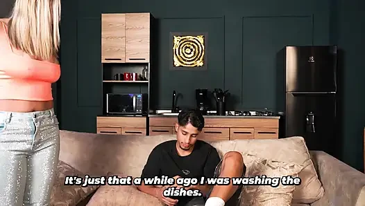 Big-breasted stepmother comforts her stepson after he breaks up with his girlfriend
