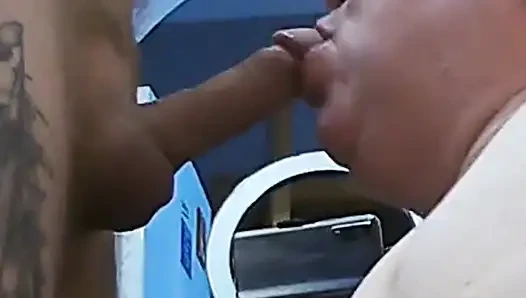Cumshot right in the mouth after a blowjob