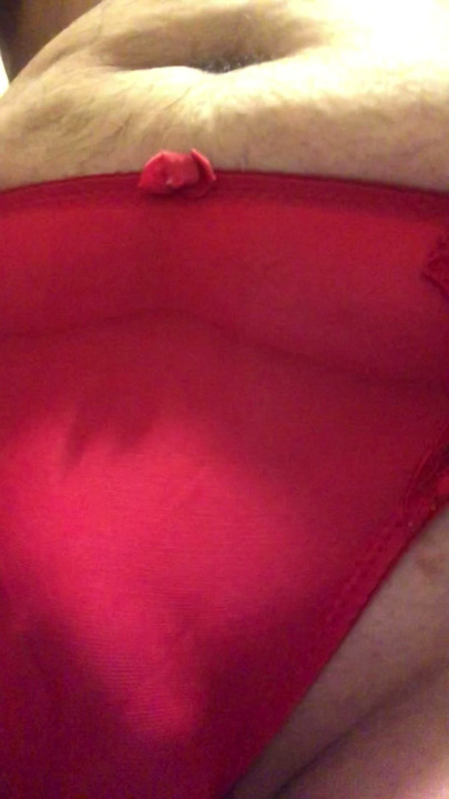 Trying on some panties swiped from a beautiful mature ladies laundry basket