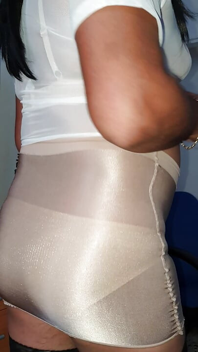 Liquid Satin Skirt and Nylon Briefs