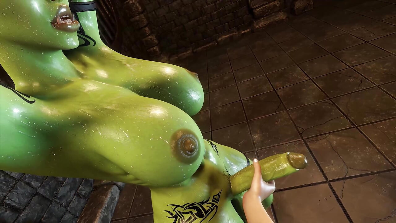 Futanari Orc BDSM Deep Throat Blowjob.