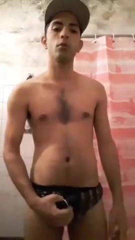 Str8 boy showing off in bathroom