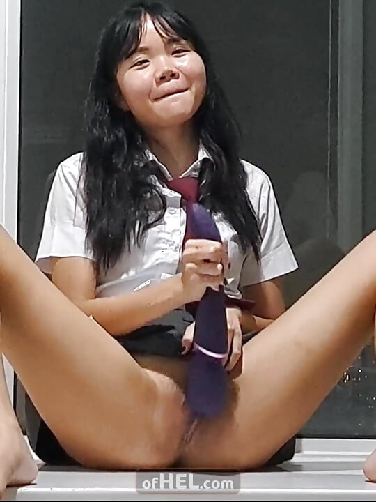 Asian College Girl Plays with Her Magic Wand and Squirts