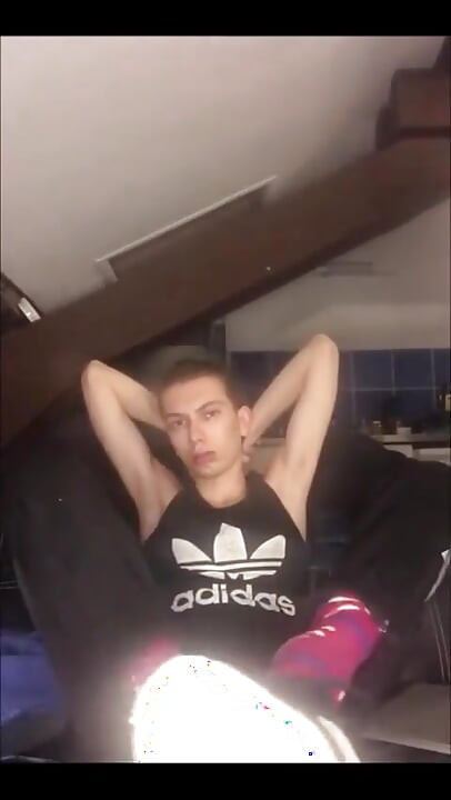 French Young Twink Jerk off While Sniffing His Sneakers Till He Cums
