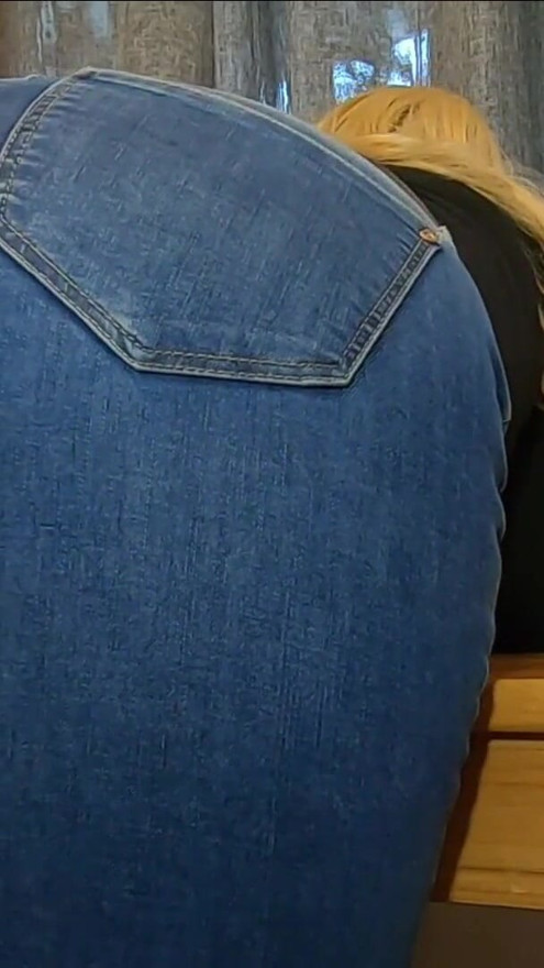 Again?  STEPMOM  lends him her nice ass in jeans to jerk off and cum  - Shely81 | Clip 1