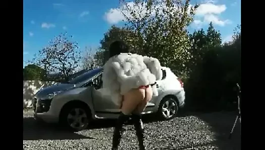 En fourrure en exterieur