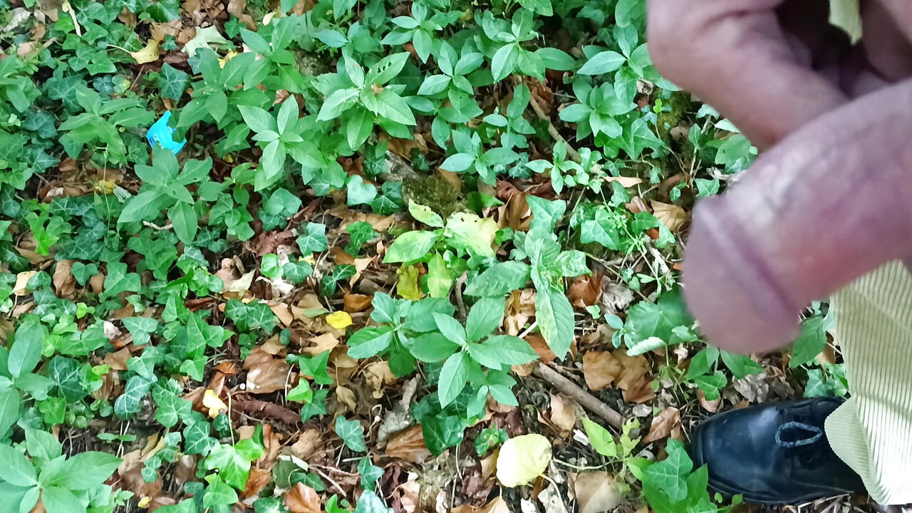 Big Uncut Cock Out Walking, Pissing, Wanking in the Woods Wearing Cords - Rockard Daddy