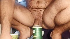 Beer can in ass