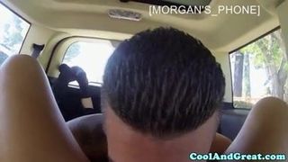 Babe Morgan Lee fucked in car after oral foreplay
