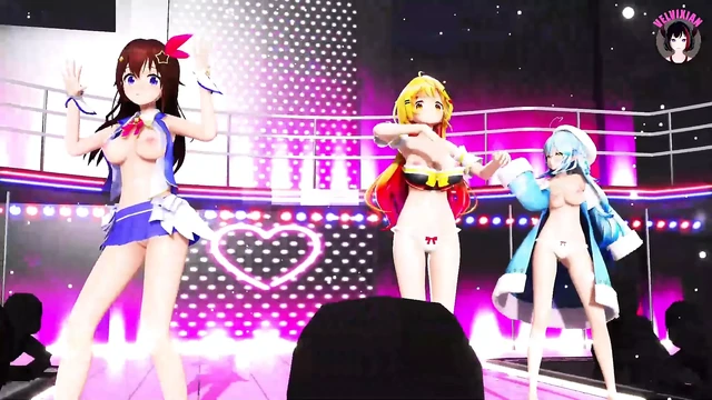 3 Teens With Big Boobs Dancing (3D HENTAI)