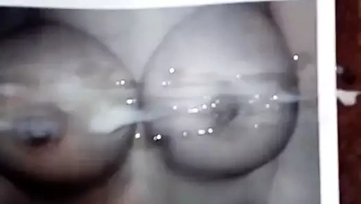 Big blast on gorgeous tits