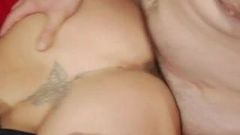 Kinky tattooed wife rough fucked on the couch