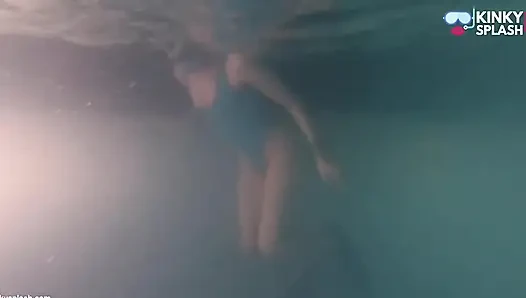 Night Swim in Latex Swimsuit & Full Face Mask