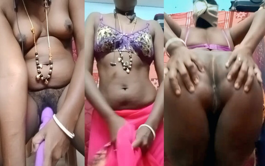 Desi Indian Tamil Hotwife in Pink Saree Vibrates Her Hairy Pussy & Spanks Her Big Black Ass for a American Young Bull