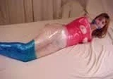 Woman Wrapped in red white and blue