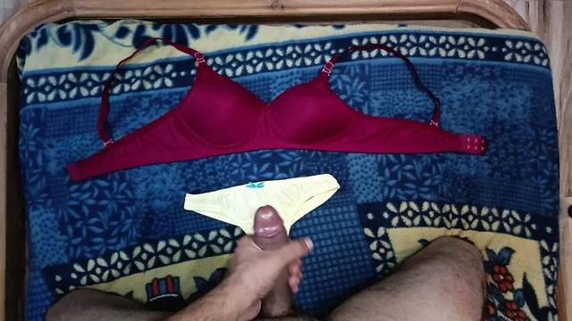 Indian sexy boy huge cock masturbation on sexy lingerie