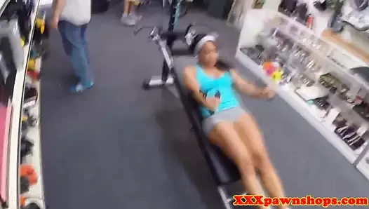Ebony fitness pawnee gets naked for cash